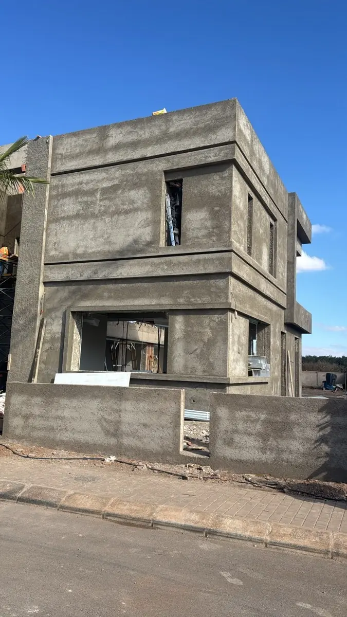 Bare concrete villa, structural shell completed, by WALL Construction in Marrakech